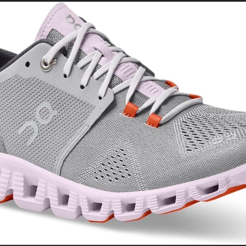 On Running Gray and Orange Athletic Shoes with CloudTec Cushioning